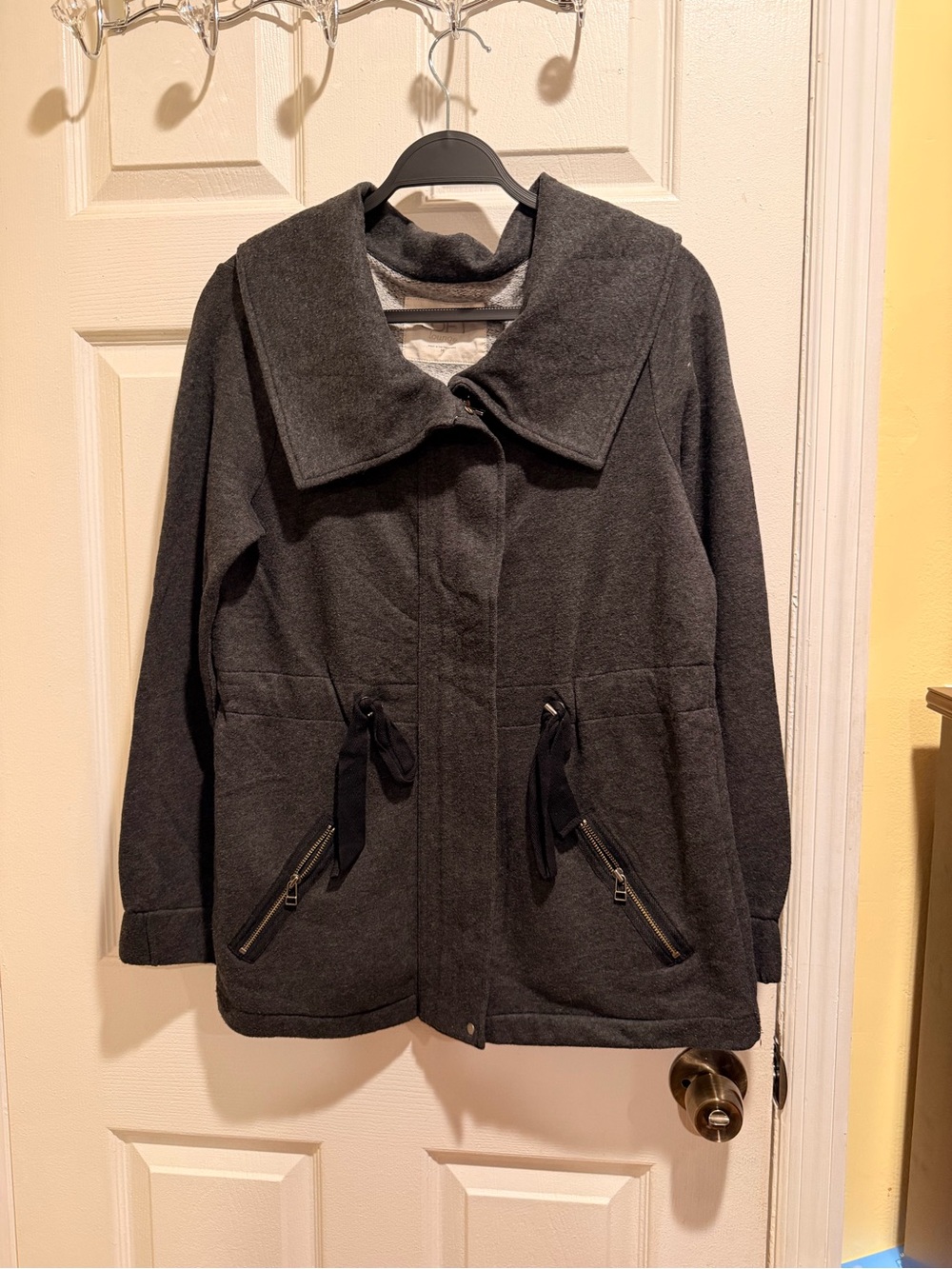 LOFT Charcoal Gray Funnel Collar Wool-Blend Pea Coat